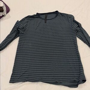 Lululemon Green and Black Striped Top